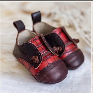 Brown and Red Baby Shoes
